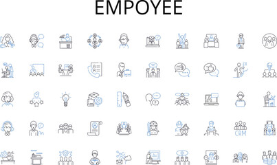 Empoyee line icons collection. Workflow, Efficiency, Streamlining, Productivity, Collaboration, Innovation, Automation vector and linear illustration. Optimization,Standardization,Simplification