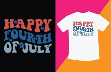 AMERICAN RETRO WAVY T-SHIRT DESIGN