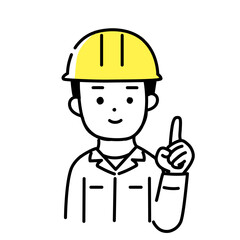かわいい人物のイラストシリーズ _ 男性の作業員 _ 指差し　
