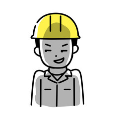 かわいい人物のイラストシリーズ _ 男性の作業員 _ 企む　