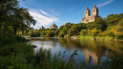 Fototapeta na wymiar The serene beauty of Central Park in the heart of New York City, generative AI