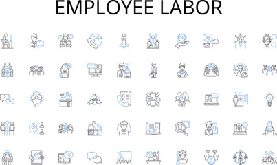 Employee labor line icons collection. Deposits, Loans, Investments, Credit, Interest, Accounts, Insurance vector and linear illustration. Annuities,Mortgages,Credit cards outline signs set
