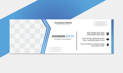 blue color simple business email signature  design ,