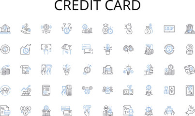 Credit card line icons collection. Sustainability, Conservation, Environmentally-friendly, Responsible, Biodiversity, Ecological, Green vector and linear illustration. Wilderness,Nature,Adventure