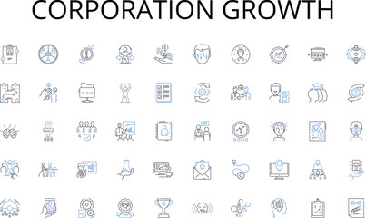 Corporation growth line icons collection. Gratitude, Courageous, Inspirational, Brave, Selfless, Dedication, Heroism vector and linear illustration. Thanks,Sacrifice,Valor outline signs set