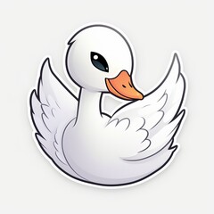 A cute chibi Mute Swan sticker with a white background, radiating adorable and lovable vibes. The chibi Mute Swan is depicted in a small and super deformed style, cute duck sticker, Generative AI