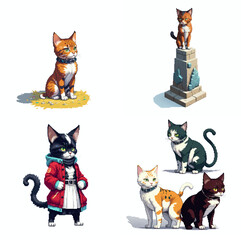 Obraz premium anime pixel pixelated 8bit animal cat,kitty, kitten, generative ai, generative, ai