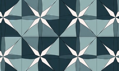  a pattern of squares and triangles in blue and white colors.  generative ai