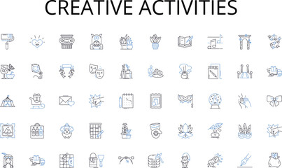 Creative activities line icons collection. Growth, Profit, Innovation, Adaptability, Efficiency, Productivity, Leadership vector and linear illustration. Culture,Performance,Competitiveness outline