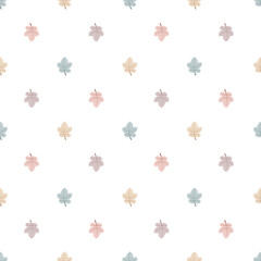 Abstract autumn leaves seamless vector pattern. Simple seasonal floral texture. Cute hand drawn scandi style background for apparel, packaging, wrapping paper, textile, fabric, wallpaper, gift.