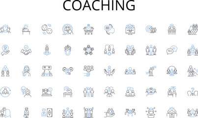 Coaching line icons collection. GDP, Inflation, Interest, Deflation, Earnings, Yield, Budget vector and linear illustration. Tariff,Asset,Capital outline signs set