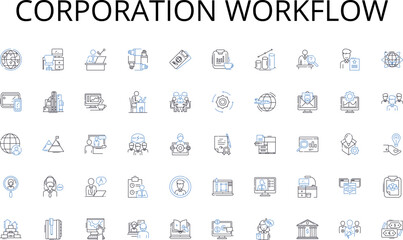Corporation workflow line icons collection. Mentor, Trainer, Guide, Educator, Advisor, Instructor, Leader vector and linear illustration. Consultant,Psychologist,Therapist outline signs set