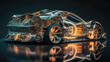 Transparent futuristic car Generative AI