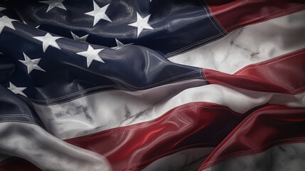 Illustration of the USA national flag realistic. Generative Ai