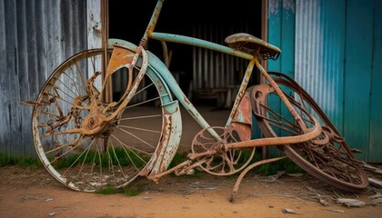 Fototapeta na wymiar Old rusty bicycle Generative AI