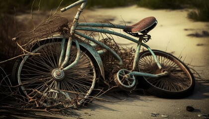 Old rusty bicycle Generative AI