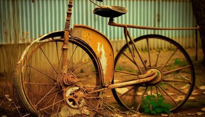 Old rusty bicycle Generative AI