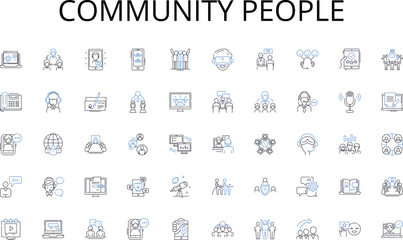 Community people line icons collection. Masculine, Confident, Resilient, Ambitious, Competitive, Athletic, Adventurous vector and linear illustration. Stoic,Honorable,Chivalrous outline signs set