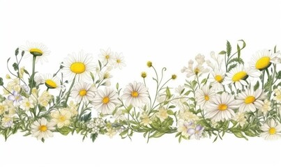  a drawing of a border of daisies and daisies.  generative ai