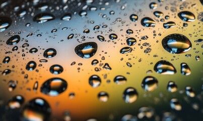  a close up of water droplets on a window pane.  generative ai