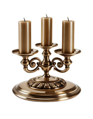 Antique brass candlestick on transparent background, created with generative AI - obrazy, fototapety, plakaty