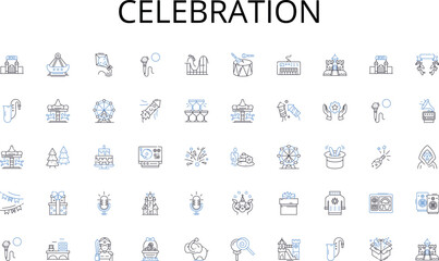 Celebration line icons collection. Innovative, Visionary, Ingenious, Inspired, Imaginative, Artistic, Inventive vector and linear illustration. Resourceful,Piering,Revolutionary outline signs set