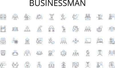 Businessman line icons collection. Profit, Expansion, Investment, Acquisition, Growth, Partnership, Success vector and linear illustration. Competition,Collaboration,Innovation outline signs set