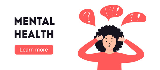 Depressed woman clutching her head. Mental disorder, sadness and depression concept. Physical and emotional violence against women