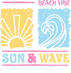 Sun and Wave Summer Beach vector t-shirt design