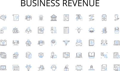 Business revenue line icons collection. Construction, Blueprint, Foundation, Framing, Architecture, Roofing, Insulation vector and linear illustration. Plumbing,Electrical,Windows outline signs set