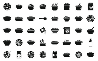 Fototapeta na wymiar Breakfast cereal icons set simple vector. Granola snack. Bar cereal