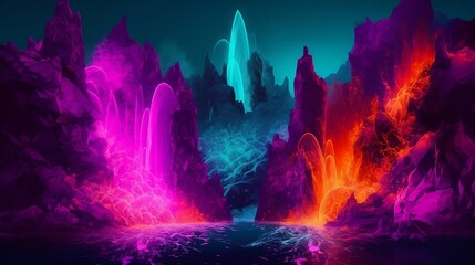 Fototapeta premium The air is filled with a refreshing mist that awakens the senses and fills the lungs with an invigorating vitality. The sound of the water is like music to the ears art background.