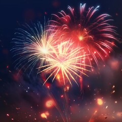 Fototapeta premium Fireworks in honor of the celebration of US Independence Day