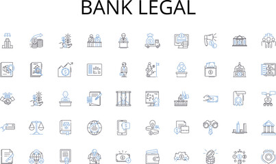 Bank legal line icons collection. Strategy, Alignment, Processes, Frameworks, Governance, Integration, Optimization vector and linear illustration. Efficiency,Performance,Planning outline signs set
