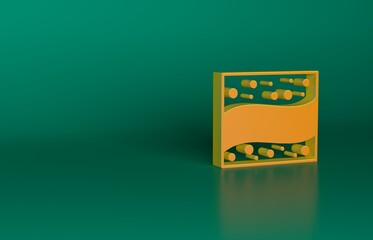 Orange Gold mine icon isolated on green background. Minimalism concept. 3D render illustration