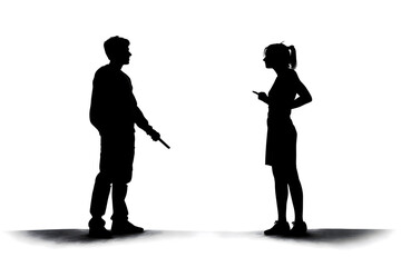 Ai generated of silhoutte of two people arguing, men and women arguing, conflict, couple, lover