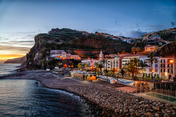 view of a village and the coastline at madeira portugal