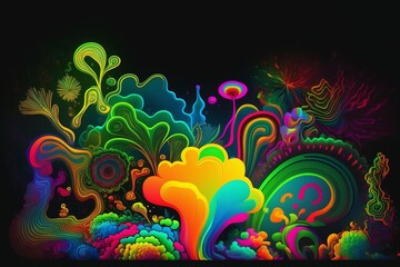 Fototapeta premium abstract colorful fluorescent neon psychedelic background