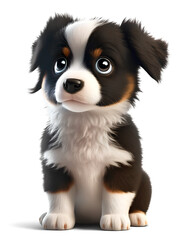 Border Collie puppy, isolated background. Generative Ai.