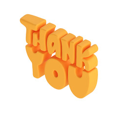 Thank you orange lettering 3d text icon hand drawn, thanksgiving day Cute illustration isolated transparent png background