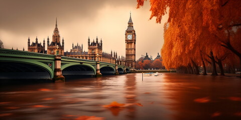 Naklejka premium Big Ben London im Herbst – erstellt mit KI 