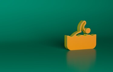 Orange Swimmer athlete icon isolated on green background. Minimalism concept. 3D render illustration