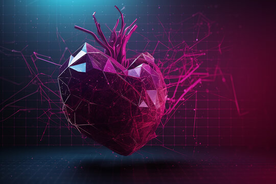 Surreal futuristic beet in the shape of heart. Promoting love for a healthy lifestyle. Generative AI