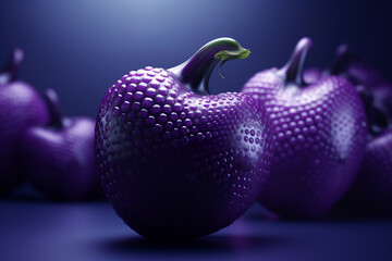 Futuristic eggplant heart on technology background. Love for healthy lifestyle. Generative AI. - obrazy, fototapety, plakaty