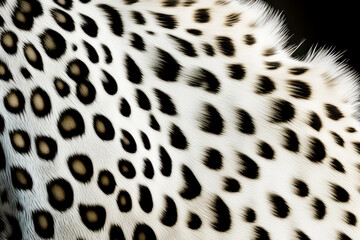 Close up of cheetah pattern on white and black background. Generative AI.