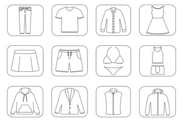 Woman and man clothes icons