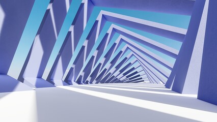 Abstract architecture background geometric arched interior 3d render