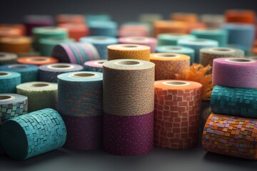 Fototapeta na wymiar AI Generative. Bandaging your wounds just got colorful - Discover our adhesive bandages now!