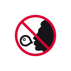 No chewing gum prohibited sign, no blow a bubble forbidden modern round sticker, vector illustration - 599944923