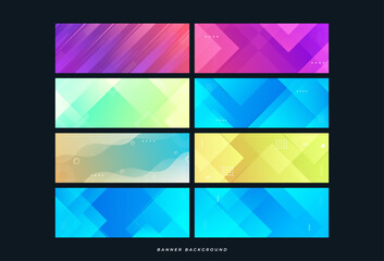 banner background. colorful, light gradation, 8 sets of collection, memphis style